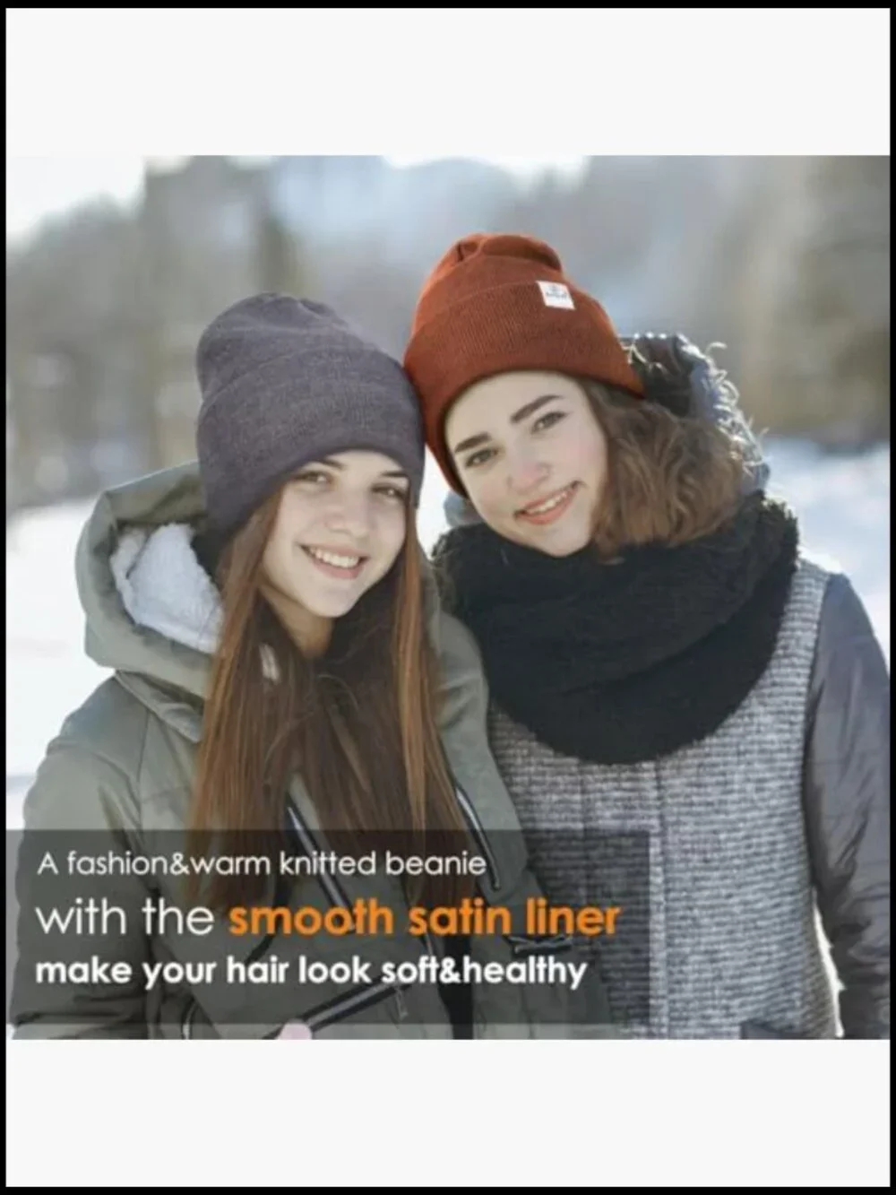 3 Pack Satin Lined Winter Beanie Hats Knit Soft Warm Cuffed Beanie for Women Men - Picture 6 of 7